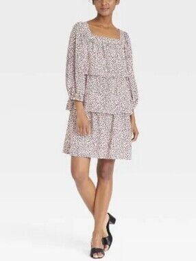 Who What Wear Pink Layered Tiered Ruffle Mini Dress